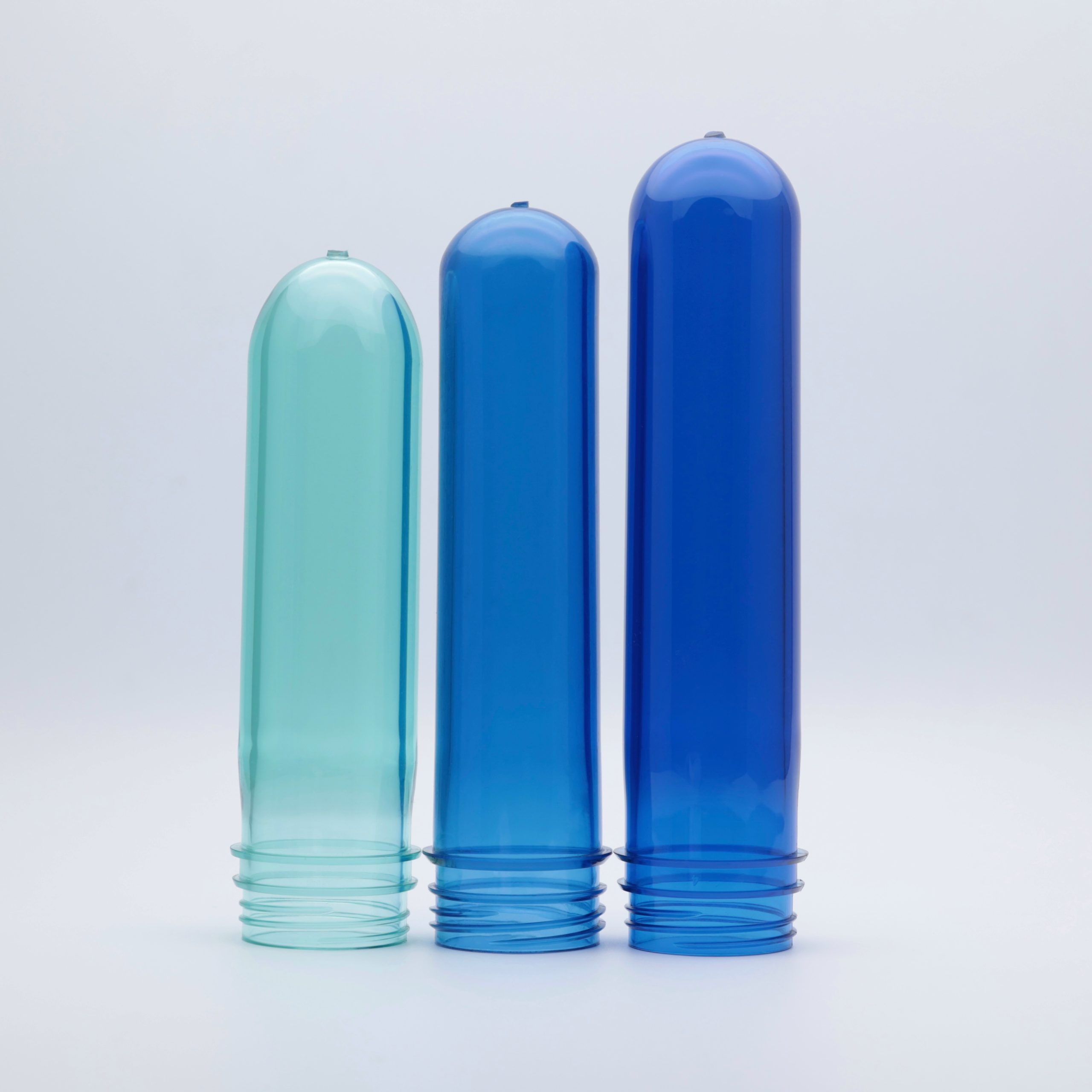 45mm PET preforms in three blue color options