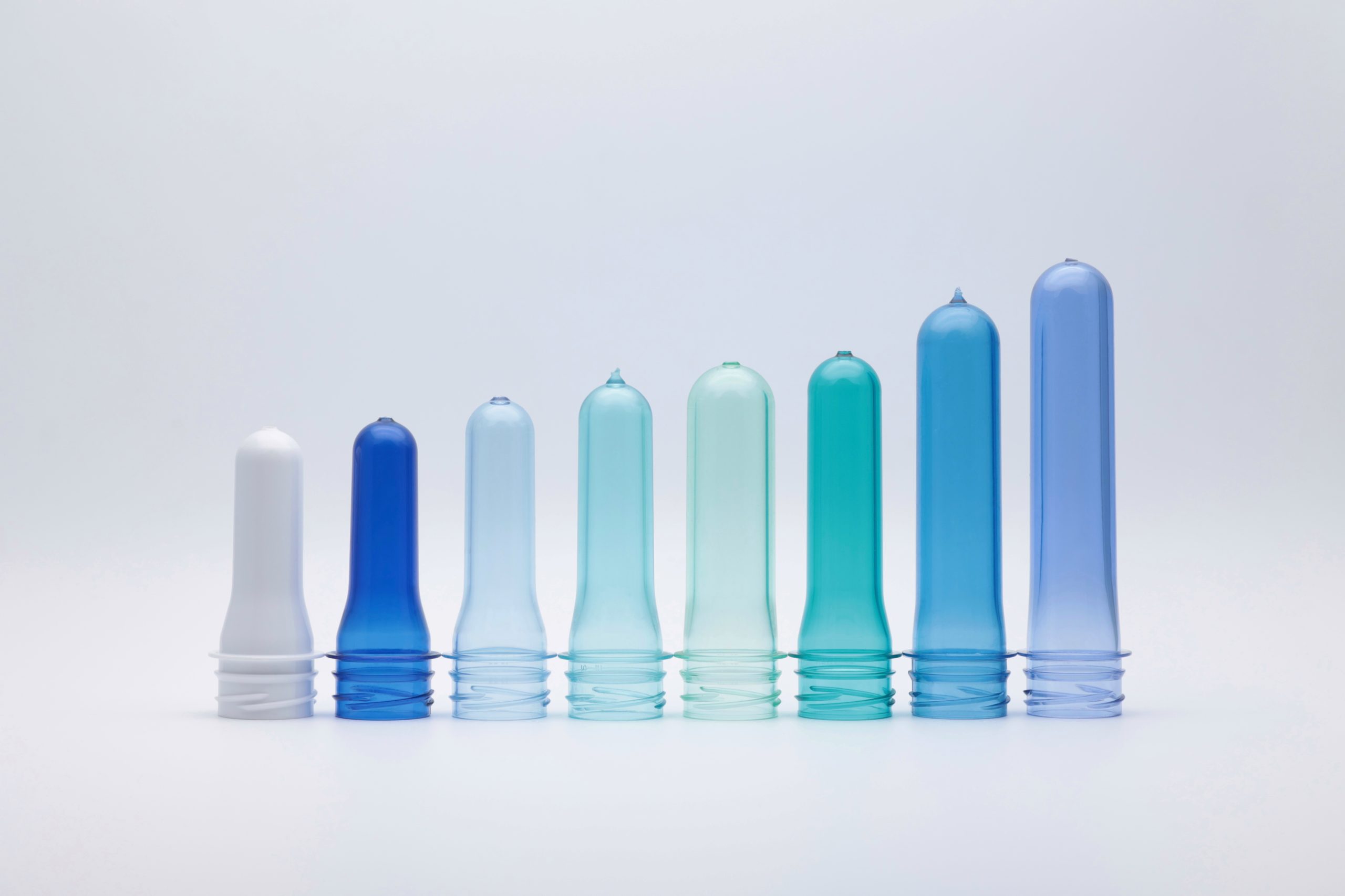 30/25 PET preforms in multiple weights and blue color options