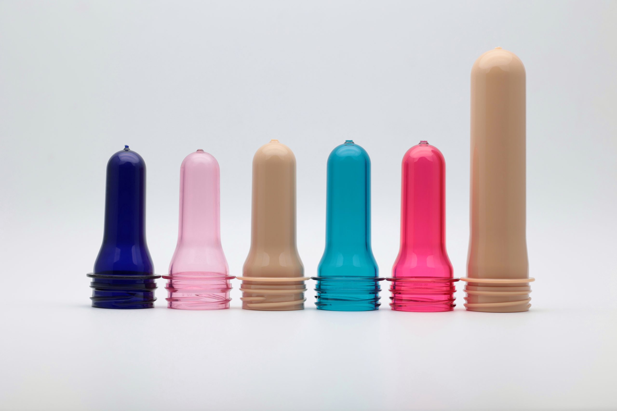 38mm PET preforms in multiple colors and weights